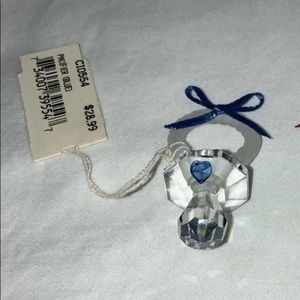 Vintage Blue Heart Accent Crystal Baby Pacifier